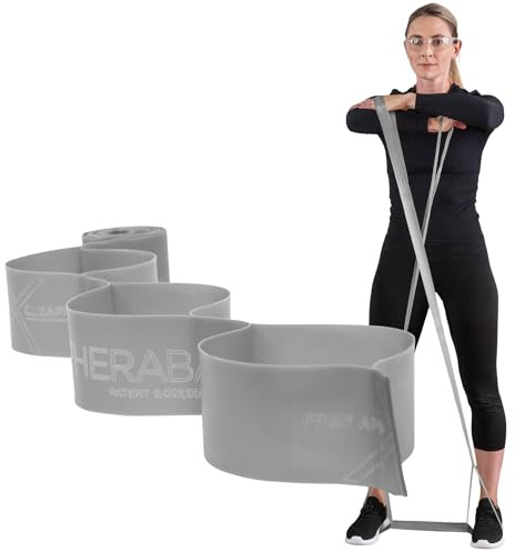 THERABAND CLX Resistance Band with Loops, 5-Foot Band, Silver, Super Heavy, Non-Latex, Elastic Band for Exercise, Mobility & Rehab, Stretching, Home Workouts, Color-Coded for Easy Resistance Levels