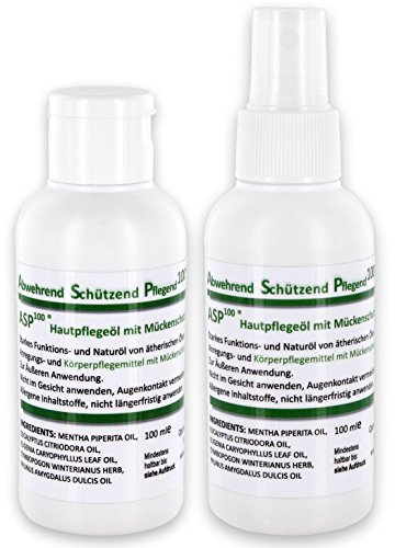 ASP100® Hautpflegeöl mit Mückenschutz Bündel, Mücken stichfrei 200ml reines ASP100® - Biomückenschutzmittel