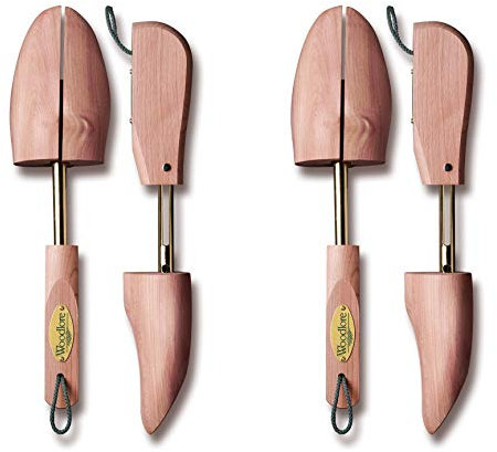 Woodlore Shoe Trees for Men 2 - Pack Of Men's Adjustable Aromatic Red Cedar Shoe Trees (for 2 pairs of shoes) - MADE IN USA