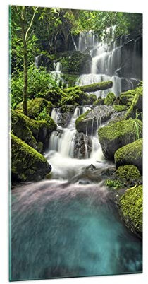 Vidrios decorativos parque cascada agua Cuadro Sobre Vidrio Moderno 65x120cm Decoracion Salon Dormitorio Cocina Cuadros Pared Impresiones Grande Impresión en Cristal Wall Art Prints GPA65x120-3754