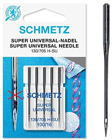 SCHMETZ | 5 Nähmaschinennadeln | Black Super Universal | 130/705 H-SU | Nadeldicke 100/16 | Mit besonderer Antihaftbeschichtung | auf jeder gängigen Haushaltsnähmaschine einsetzbar