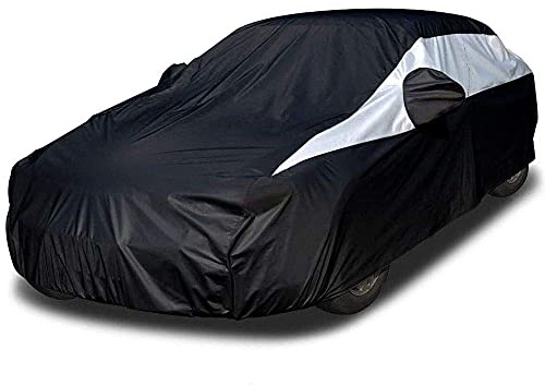 Titan Jet Black Poly 210T Car Cover for Sedans 186-202. Waterproof, UV Protection, Scratch Resistant, Driver-Side Zippered Opening. Fits Camry, Accord and More.