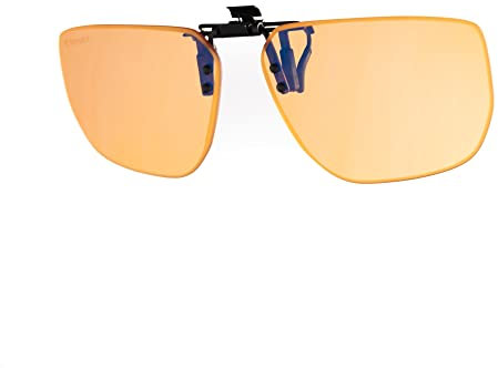 Horus X • Clip-On Clear • Aufsteckfilter für Korrektionsbrillen • Blaulichtfilter Brille • Hoher Schutz für Bildschirme (Videospiele, Konsole, Computer, PC) | Amber