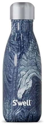 S'well Stainless Steel Water Bottle, 9oz, Azurite Marble, Triple Layered Vacuum Insulated Containers Keeps Drinks Cold for 24 Hours and Hot for 12, BPA Free, Perfect for On The Go