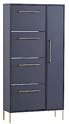 Schildmeyer Kent Schuhschrank 701828, Nachtblau/Gold, 88,4 x 30 x 174,2 cm