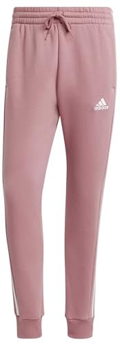 adidas Essentials Fleece Tapered Cuff 3-Stripes Pants, Herren Hose, preloved Crimson,