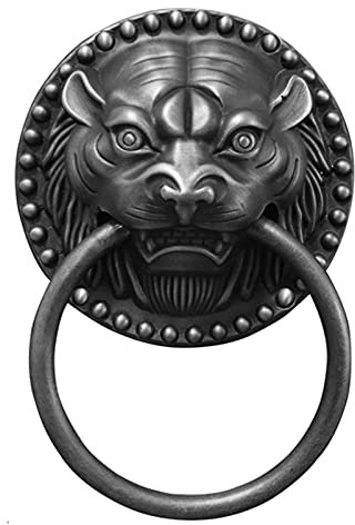 Vintage knocker copper handle，Courtyard door handle, Antique Tiger Head Door Knocker,Vintage Thick Copper Door Handle, Retro Front Door Courtyard Garden Wall Decoration Accessories/Brass/10Cm Diameter