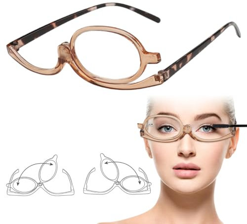 MWUMRCM Make Up Brille,350 Dioptrien Vergrößerungs-Make-Up-Brille,Drehbare Make-Up-Brillen,Make-Up-Lesebrillen Damen,Klappbaren Brillenglas,Makeup Lesebrille Frauen,Modische Augen-Make-Up-Brille
