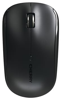 CHERRY MW 2200, Mouse Senza Fili per Computer Portatili, 2,4 GHz, Ambidestro, 1300 dpi, Rotellina Cromata, inclusa Borsa per il Trasporto, a Batteria, Nero