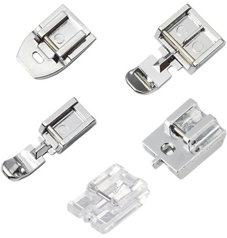5er Set Multifunktions Nähfuß, Nähfuss Singer, Nähfüße Reißverschluss, Nähfuß aus Edelstahl und Kunststoff für präzises Nähen, Kompatibel mit Haushaltsnähmaschinen
