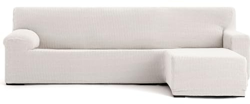 ECOMMERC3 | Copridivano Chaiselongue Braccio corto destro super elastico bielastico - Copridivano Chaiselong colore ecru con schiume di fissaggio e gomme di regolazione valida destra o sinistra