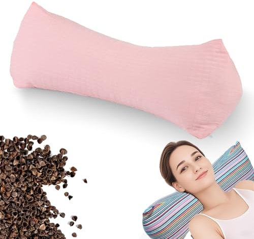 JQARCH Buchweizen-Nacken- und Halswirbelkissen, Buchweizenschalen, verstellbares Rollkissen, mit Innenfutter, Halswirbelstütze, Büro-Taillenstütze und Mittagspause zur Schmerzlinderung beim Schlafen