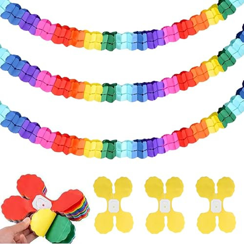 vcsjw 4 Stück Bunt Girlande Papier Deko,Karneval Bunt,Papiergirlande, Papier Deko,Hängenden Partygirlanden,Karnevalsdekoration,Für Geburtstag,Hochzeit,Fasching Und Mehr