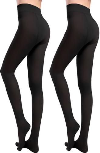 Lancry 2 Pairs 60 Denier Tights for Women Opaque Microfiber Stretch Pantyhose