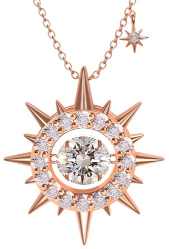 FEIKFEIZ Collar de moissanita para mujer, colgante, diamante cultivado en laboratorio, bañado en oro rosa de 18K, collar de oro, collar para hombres, regalo de joyería.