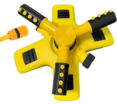 Besreey Arroseur de jardin rotatif à 360 °, arroseur de pelouse, arroseur carré, arroseur de jardin avec 3 bras, système d'irrigation automatique avec fonction de pulvérisation réglable