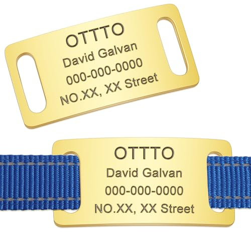 OTXIXTO Placa Perro Personalizada Grabado Nombre/Número Placa Perros Silenciosas y Deslizables Etiqueta para Mascotas de Acero Inoxidable para Collares de Mascota, 4 Tamaños (B2-M)