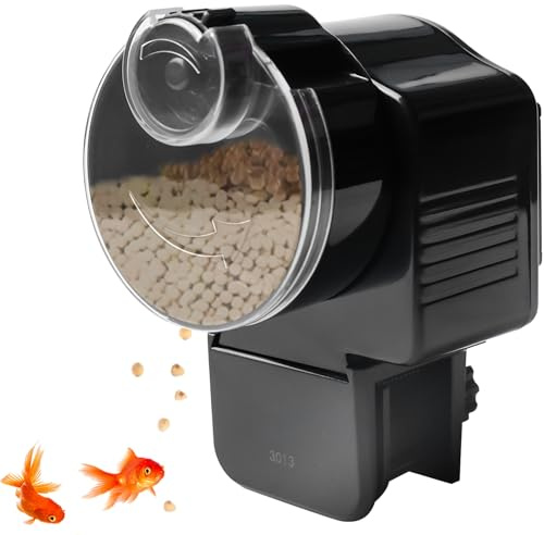 Comedero automático para acuario, 65 ml: comedero automático para peces con temporizador, ajustable para pellets/gránulos, alimentador automático de peces, funciona con pilas para tanque de peces y