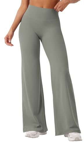 YEOREO Workout Leggings Womens No Front Seam Straight Leggings 31.5 High Waist Buttery Eddiy Gym Yoga Pants Gray Green M