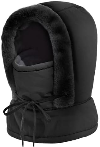 FINEVERNEK Cagoule Polaire Hiver, Chapeau Balaclava Hiver Anti-Vent, Bonnet Echarpe Cache Cou Thermique Homme Femme Réglable par Cordon, Multifonction Bonnet pour Ski, Cyclisme Activités Outdoor