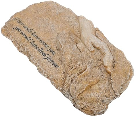 POPETPOP Statua Commemorativa per Animali Domestici in Resina Pietra Tombale per Cani Supporto Stabile Decorazione Commemorativa da Giardino per Onorare la Memoria del Tuo Animale