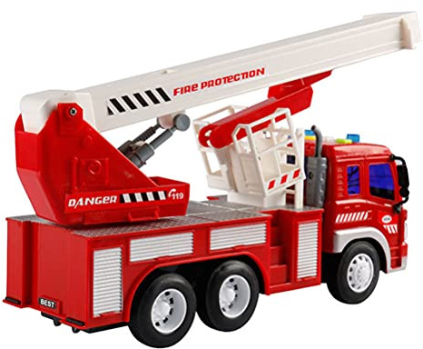 Zunate Jouet de Camion de Pompier 1:16, Voiture Jouet à Inertie Super Réaliste pour Enfants, Matériau de Haute qualité et Sûr, Idéal pour L'interaction Parent-Enfant (Zunateqwvkxmzie0-10311376)