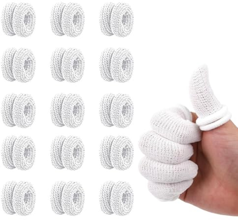 DORKIN Proteggi dita pronto soccorso,Confezione da 15 protezioni bianche per le dita, protezione per la punta delle dita, bende traspiranti, adatte per lavoro, cucina, giardinaggio, scultura, ecc.