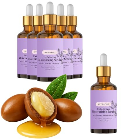 Siero esfoliante idratante con olio di jojoba, olio di jojoba gllow, siero pre-shave, per uomini, siero ammorbidente per la barba, stato idratante pre-shave per uomini, vicino (6 pezzi)
