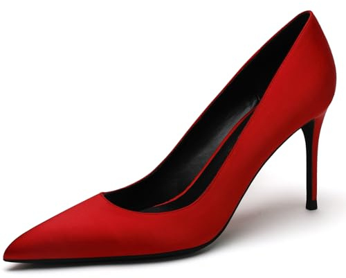Damskor satinpumps spetssko pianoklack 8 cm gummisula slip-skor business kontor brud gästskor kvällsfest bröllop flerfärgad