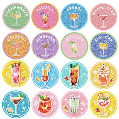 CYIOU 10CM Diamond Painting Cocktail Untersetzer mit Halter(Zufällig 8 PCS)