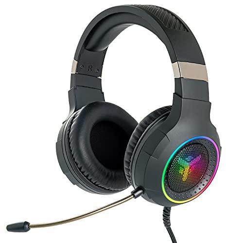 Itek - Cuffie Gaming H430 - Cuffie Gaming con Microfono Flessibile. Cuffie da gioco con Controllo del volume, cancellazione rumore esterno, colori LED. Adatti per PC e console
