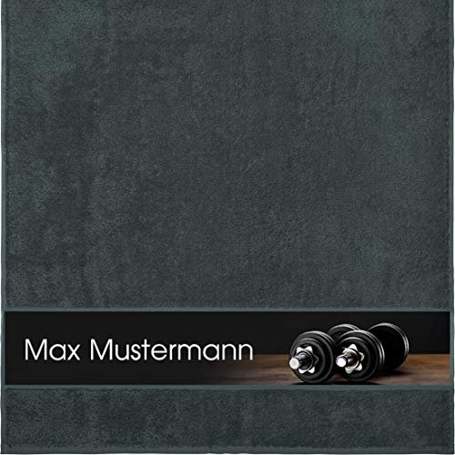 Duschtuch mit Namen - personalisiert - Motiv Sport - Kraftsport - viele Farben & Motive - Dusch-Handtuch - anthrazit - Größe 70x140 cm - persönliches Geschenk mit Wunsch-Motiv und Wunsch-Name