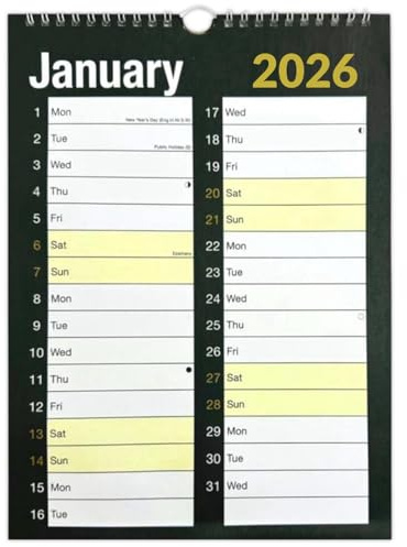 2020 väggkalender hemmakontor, enkel/stor/smal, MEMO/3 månader per vy Large Print Planner