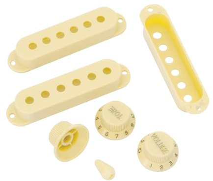 Unxuey Elektrisk gitarr pickup cover brytare spets knoppar set, enkel spole, grädde