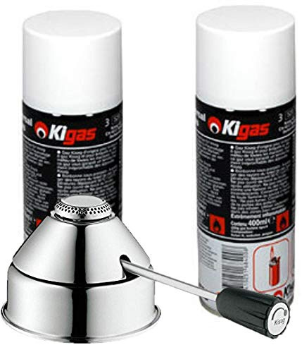 Kisag Gasbrenner Classik 1.1 KW & 2 x Kigas Nachfüllflaschen a 400 ml