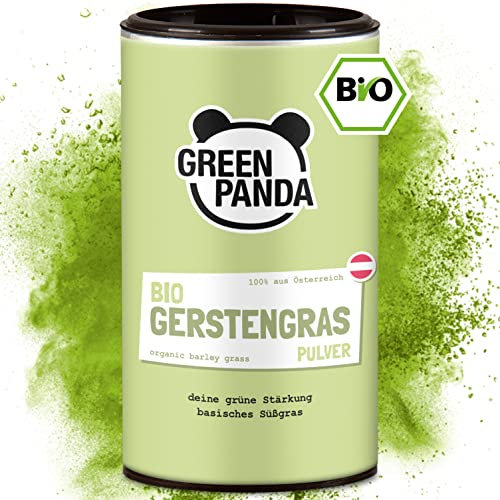 Polvo de hierba de cebada orgánica de joven, buena solubilidad, finamente molido para jugo de hierba de cebada, Polvo de hierba de cebada de cultivo biológico austríaco, probado y certificado, 125g