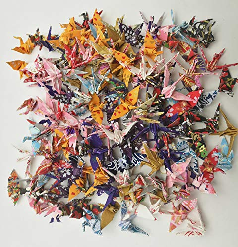 Lot de 100 grues en papier origami Washi - Différents motifs imprimés japonais - 3,81 cm - Pour décoration de mariage Origamipolly