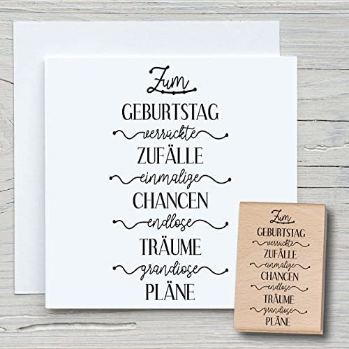 NEWSTAMPS Stempel Zum Geburtstag Motivstempel aus Holz & Gummi zum Karten und Geschenke basteln, Holzstempel für Sprüche, Spruchstempel, Feier, Fest, Geschenke, Scrapbook, Textilstempel, Deko
