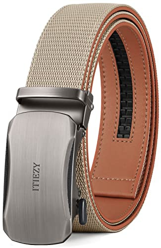 ITIEZY Cinturón para hombre, cinturón de nailon trinquete cierre automático de correa de traje de negocios para hombres 35 mm de ancho cinturón de cuero 2 piezas, tamaño personalizado