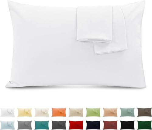 2er Set Kissenbezug 100% Baumwolle 50x80 cm 2 PCS, Superweicher Premium Jersey Kopfkissenbezug, Kissenhülle Weiß
