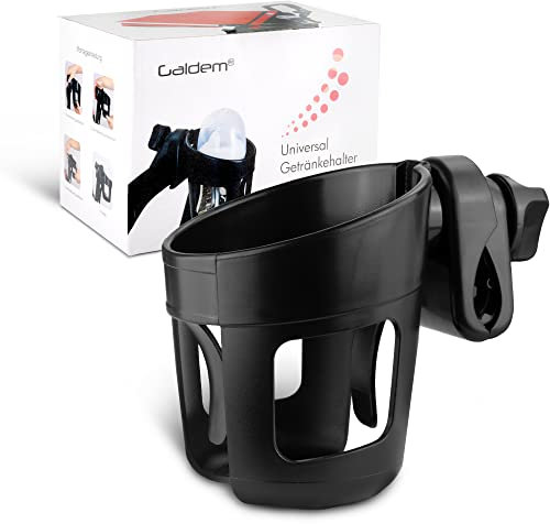 Galdem Universal Becherhalter 360° Gelenk und Anti-Rutsch-Befestigung/Fahrrad, Rollstuhl oder Kinderwagen Getränkehalter/Cupholder für Babyfalsche, Kaffeebecher und Trinkflasche
