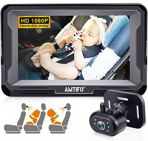 Cámara de coche genérica para bebé Easy Install: Plug Play 360 Rotation Backseat Camera 2 Kids Rear Facing Carseat Camera Clear Night Vision Car Baby Monitor AMTIFO A3