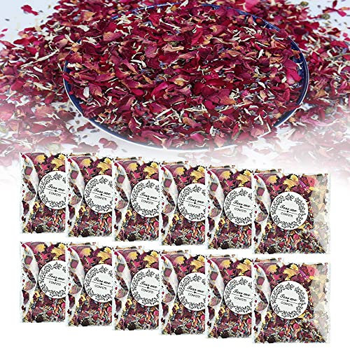 skytowards 12 Packungen Hochzeitskonfetti Natürliches Blütenkonfetti Hochzeit Streublumen Biologisch Abbaubar Getrocknete Blütenblätter Blüten Hochzeit Werfen Blumenkonffetti für Hochzeitsparty Feiern