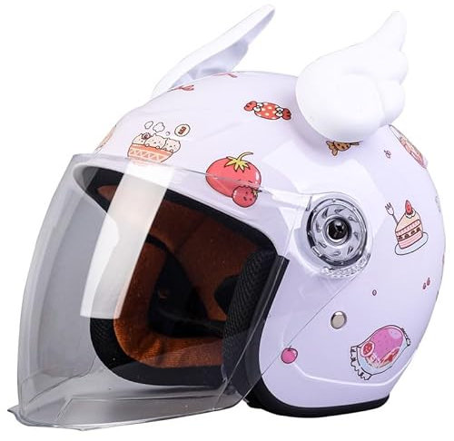 Retro-Motorrad-Kinderhelm Mit Katzenohren, Leicht Und Bequem, Für Jungen Und Mädchen Im Alter Von 2–14 Jahren, Outdoor-Sonnenschutzhelm Für Alle Jahreszeiten F,45-53CM