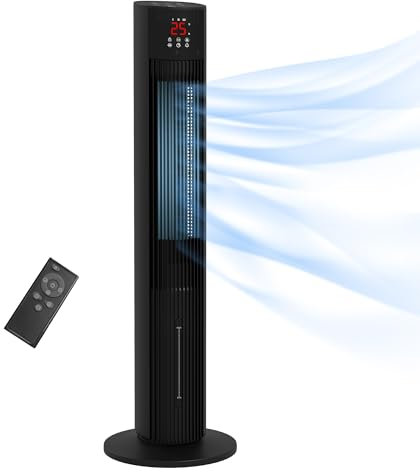 HOMCOM 42 Inch Tower Fan, Electric Cooling Fan with Ice Pack, Remote, 3.5L Water Tank, 12H Timer, Sleep Mode, 3 Speed, 4 Modes, Children Lock, 70° Oscillating, 60W, Black