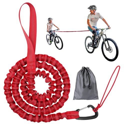 Aoreun Cuerda de Remolque para Bicicleta, Cuerda De Remolque MTB para Niños con Bolsillo Triangular, Cuerda de Nailon Bungee Cord para Bicicleta para Niños, Adultos, Montañismo, Montar