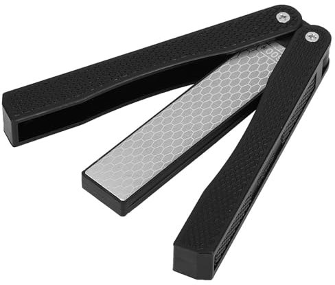 FLEXMAN Messerschärfer, Fächerförmige, Faltbare Struktur, Unterbrochenes Schärfen, Diamantoberfläche, Rutschfest, Konkav, Konvexer Griff, Schärfer für Zuhause Im Freien (Schwarz)