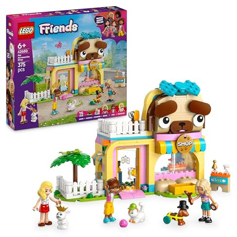 LEGO Friends Tienda de Accesorios para Mascotas con Animales de Juguete - Figuras de Perro, Gato y Conejo, 3 Mini Muñecos y Accesorios para el Cuidado de Mascotas - Regalo para Niñas de 6+ Años 42650