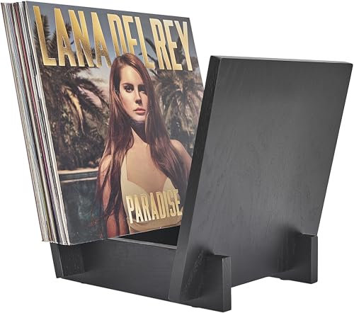 Honygebia Schallplattenhalter aus massivem Holz – schwarze Eiche, Vinyl-Plattenständer, U-förmiges Albumregal für Präsentation und Aufbewahrung, ideal für die Aufbewahrung von 40 Premium-LPs