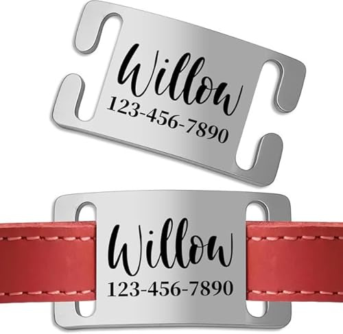Chapa Identificativa Perro Grabada - Placa Perro Personalizada - Chapas Personalizadas Perros Gatos para Collar de Mascotas | Diseño Silencioso y Abierto, Fácil Instalación (4 Tamaños Opcional)